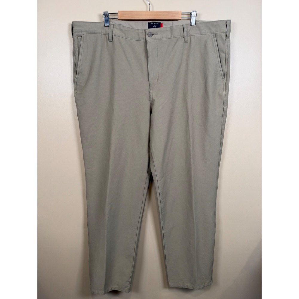 Dockers Smart 360 Knit Chino Pants Mens 44x34 Tan Straight Fit Comfort Stretch